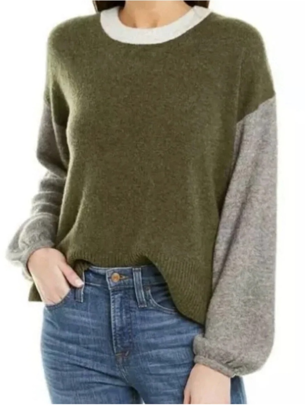 Madewell Colorblock Payton Pullover Sweater in Coziest Yarn W2366 Sz XS